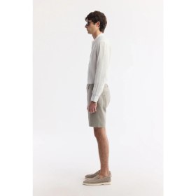 Resim AVVA Erkek Gri Beli Lastikli %100 Keten Relaxed Fit Şort B003732 