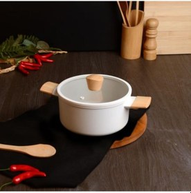 Resim Belarıva 20 Cm Kpkl Beyaz Ahsap Saplı Derın Tencere Beyaz 