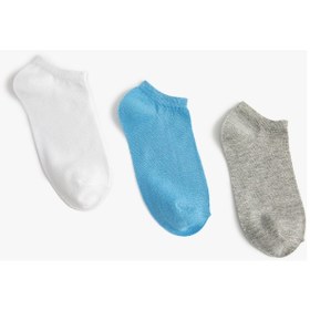 Resim Koton 3'lü Patik Çorap Seti Çok Renkli Multıcolor 4sak80186aa Mavi 