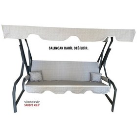 Resim 3 Kişilik Salıncak Minderi Süngersiz Kılıfı Gri Bahçe Minderi (547461510) 