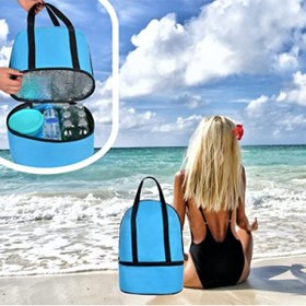 Resim markentegra Isı Yalıtımlı Termos Çanta - 2 Bölmeli Piknik ve Plaj Çantası 