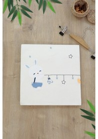 Resim Erkek Bebek Çift Katlı Pamuk Natural Penye Battaniye Stl7156 Beyaz - Fuşya 