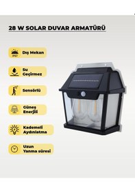 Resim 28w Dekoratif Çift Ampullü Solar Aplik 3200k Sarı Işık 1 ADET 