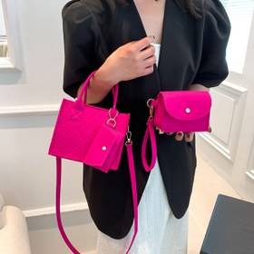 Resim Şık Kadın 3'lü Omuz Çantası Seti - Crossbody, Kavanoz ve Cüzdan Katı Renk Kumaş - İşe ve Alışverişe Uygun | Çok Yönlü, Delikli Tasarım ile Tokalı Kapatma 