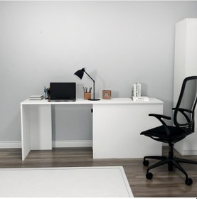 Resim Arnetti Akser Geniş Dolaplı Çalışma Masası – Beyaz Bilgisayar Masası, Modern Tasarım Beyaz 