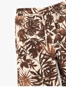 Resim Koton Viskon Ve Keten Karışımlı Yaprak Desenli Geniş Paça Pantolon Kahverengi Desenli 5skg40009ew Kahverengi Desenli Kahverengi 