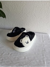 Resim Kadın Ayıcık Desenli Rahat Peluş Ev Terliği 25bnt132 Siyah 