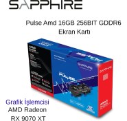 Resim Sapphire Rx 9070 Xt Pulse 11348-03-20G 256 Bit Gddr6 16 GB Ekran Kartı 