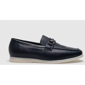 Resim Cabani Hakiki Deri Lacivert Tokalı Erkek Loafer Lacivert 