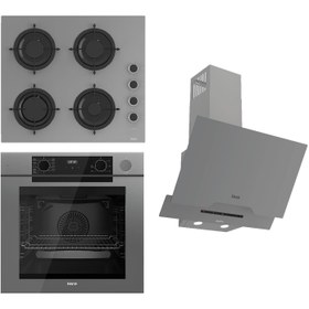 Resim Ferre STEAMART-FRYART-SILENTART Serisi Gri Set (CS208-FA + QEP64CPR +D065-SA ) - Emaye Izgara / Kademeli Musluk 