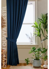 Resim Devrim Olivya Tekstil Lüks 1. Sınıf Düz Dikim Koyu Lacivert Ada Fon Perde En X Yükseklik Koyu Lacivert 