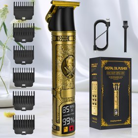Resim ZQIN Erkek Profesyonel Bakım Seti: USB Şarj Edilebilir Elektrikli Saç Kesme Makinesi LED Ekranlı, 6 Ek Tarak - Uzun Ömürlü Lityum Pil 