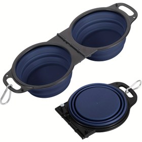 Resim Katlanabilir Seyahat Köpek Kabı, Taşınabilir Yemek ve Su Kabı - 350ml Kapasiteli (2'li Paket), Küçük ve Orta Boy Evcil Hayvanlar İçin Kompakt Tasarım 