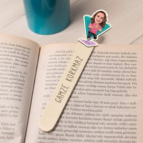 Resim Yoga Yapan Kadın Karikatürlü Çubuk Kitap Ayracı 