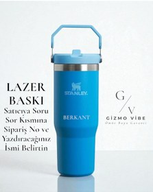 Resim Stanley Kişiselleştirilmiş The Iceflow Flip Straw Tumbler 0.89l / 30oz Outdoor Matara Suluk Özel İsimli 