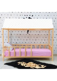 Resim Markaawm Montessori Yatak Çatılı Karyola Doğal Çam Kapadokya 