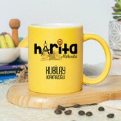 Resim İsme Özel Harita Mühendisi Sarı Kupa Bardak 