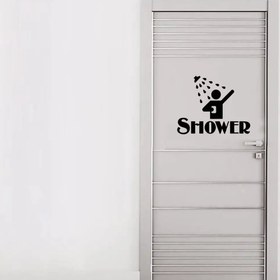 Resim Banyo Kapı Sticker Modelleri | SHOWER Yazılı Dekoratif Süs 