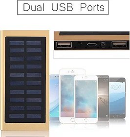 Resim ciciglow Güç Bankası Seti, 10000 mAh Çift USB Güneş Enerjili Mobil Güç Bankası Kılıfı Kendin Yap Kiti, Taşınabilir Hızlı Şarj Güç Bankası Kabuğu DIY Kiti (altın) 