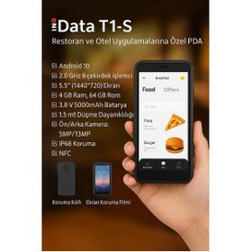 Resim TREND IDATA T1S 5.5" WIFI ANDROID 10 4GB-RAM/64GB-ROM EL TERMİNALI 
