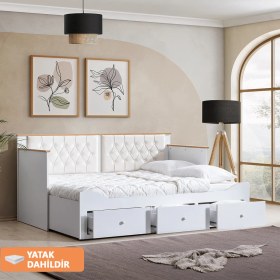 Resim Setay Alaçatı Divan Karyola Çekmeceli Açılır Çift Kişilik Karyola + Soft Yatak 