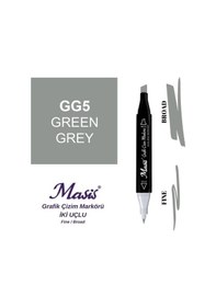 Resim Çift Uçlu Marker Grafik Çizim Kalemi Gg5 Yeşilimsi Gri 