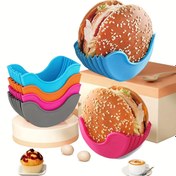 Resim 4 Adet Genişletilebilir Silikon Hamburger Rafı - Yeniden Kullanılabilir, Sızdırmaz Mutfak Depolama Çözümü Burgerler & Daha Fazlası İçin - Mikrodalga Güvenli 