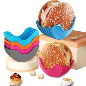 Resim 4 Adet Genişletilebilir Silikon Hamburger Rafı - Yeniden Kullanılabilir, Sızdırmaz Mutfak Depolama Çözümü Burgerler & Daha Fazlası İçin - Mikrodalga Güvenli 