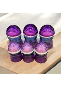 Resim Kapaklı Baharatlık Tuzluk - 6 Lı Baharatlık Seti 2 Boy Mor Kırmızı 