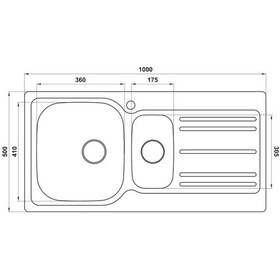 Resim Hafele Capua 05 Dekorlu Sol Damlalıklı Paslanmaz Çelik Mutfak Eviyesi Inox 100 x 50 CM 