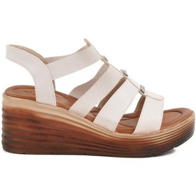 Resim Aspor Beyaz Kadın Dolgu Topuk Sandalet Çok Renkli 