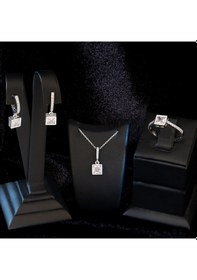 Resim 925 Ayar Gümüş Kare Zirkon Taşlı Set 