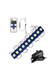 Resim 20 Adet 12 Volt 2.4 Watt Turkuaz Kare Cob Led Modül 12a Tek Renk Rf Dimmer 2a Priz Tipi Adaptör Set 
