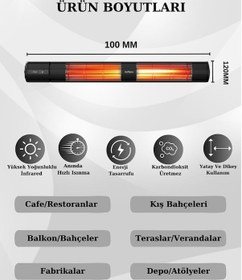 Resim Hottable Classic Plus 4000 W Su Geçirmez Uzaktan Kumandalı Isı Kademeli Infrared Dış Ortam Isıtıcı 