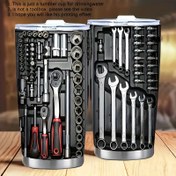 Resim 20oz Paslanmaz Çelik Seyahat Kupası, Alet Kutusu Tasarımı - Çift Duvarlı Yalıtımlı Kahve Kupası Kapaklı, Kamp, Yürüyüş, Sürüş & Seyahat için Mükemmel Hediye - Dayanıklı, Yeniden Kullanılabilir, Kaymaz & Kırılmaz, Kahve Seyahat Kupası 