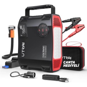Resim Ütraı Utraı Jstar 5 24000MAH 2000A Jump Starter Taşınabilir Akü Takviye Cihazı + Lastik Şişirme Hava Kompresörü ( Çanta + LCD Ekran + Powerbank + LED Lamba) 