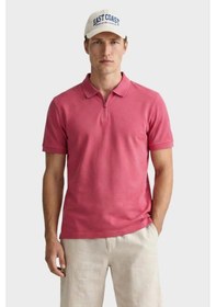 Resim Gant Erkek Kırmızı Regular Fit Yarım Fermuarlı Baskılı Polo Yaka T-shirt-15242 