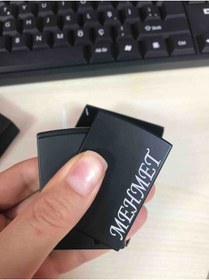Resim NRDLİFE Kişiye Özel Isim Baskılı Yana Kaydırmalı Pürmüzlü Metal Turbo Çakmak Mat Siyah 