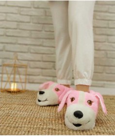 Resim Kadın Pudra Köpekli Panduf Ev Içi Panduf 