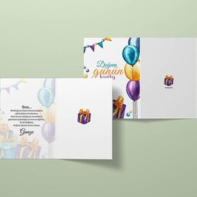 Resim Hediyeler ve Balonlar Doğum Günü Tebrik Kartı 