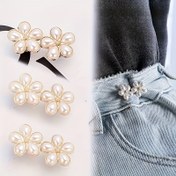 Resim 1 Çift/3 Çift Yapay İnci Beş Yapraklı Çiçek Detachable Dikişsiz Düz Bel Kemer, Ayarlanabilir Düğmesiz Bel Sıkılaştırıcı 