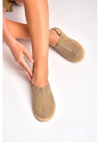 Resim Fox Shoes Y918132902 Bej Süet Önü Kapalı Sabo Terlik 
