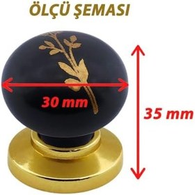 Resim Glaswen 8 Adet Asya Kulp Siyah Polimer Düğme Kulp Altın Tabla Mobilya Mutfak Dolabı Çekmece Kulbu Kulpları 