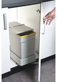 Resim Çöp Kovası Plastik Taşıyıcılı Raylı 40Cm 16Lt+1Lt Açık Gri 