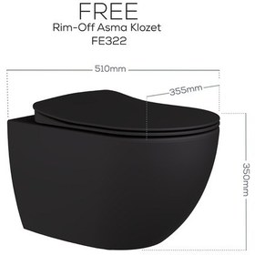 Resim Creavit Free Rim-off Duroplast Yavaş Kapanan Klozet Kapaklı Mat Antrasit Set 