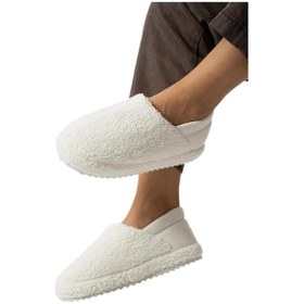 Resim Kadın Lastikli Kaymaz Taban Peluş Havlu Kumaş Ev Ayakkabısı Panduf Beyaz-beyaz Beyaz 