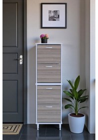 Resim Eliusta Elenio 52 Cm Genişlik Cordoba Renk Ayaklı 4 Kapaklı Ayakkabılık 52x168x26 Cm Ayakkabılık Cordoba 