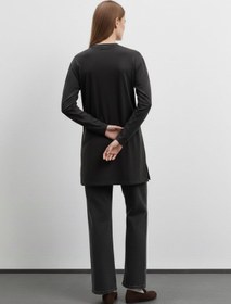 Resim Puane Kadın Basic Uzun Kollu Salaş Tunik-40017 - BLACK 