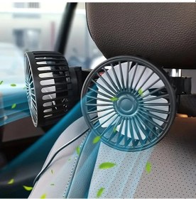 Resim Honeybeeshop Siyah Taşınabilir Araba Koltuğu Fanı 360 Dönebilen 12v Soğutma Suv Rv Adımsız Hız Kontrolü Arka Koltuk 