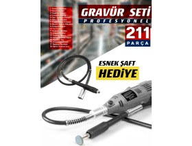 Resim Proxtech Premium Çok Amaçlı Devir Ayarli 211 Parça Hobi Gravür Seti El Motoru Usta Set Esnek Şaft Hediyeli 